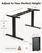 TOPSKY Dual Motor Electric Adjustable Standing Desk with CPU Holder & Power Outlet, Height-Adjustable Desk for Home Office, Workspace, and Gaming
