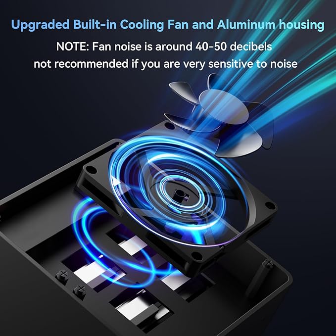 4 Bay Hard Drive Enclosure with Cooling Fan for 2.5/3.5" SATA HDD/SSD with USB A/C 3.0 Cable, Tool-Free HDD Enclosure, 3.5 Hard Drive Enclosure Support 80TB, Hot Swappable(NO RAID/NAS)