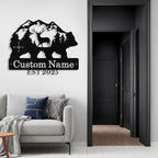 Custom Bear & Deer Metal Sign, Custom Bear Metal Wall Art Decor, Personalized Last Name Signs for Home, Rustic Farmhouse Black Wall Decor for Cabin, Bedroom, Living Room
