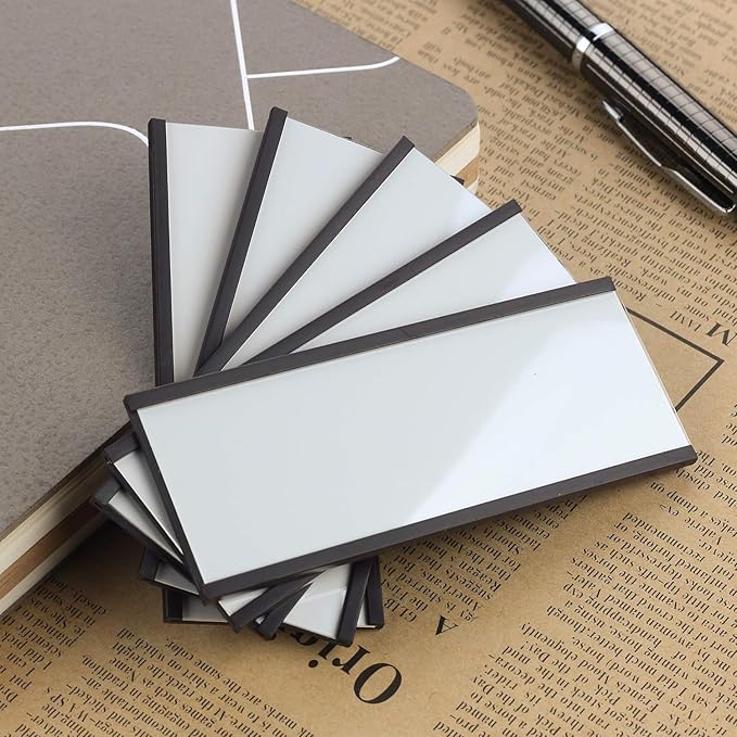 LLPT Magnetic Label Holder 3" x 1" 26 Packs C Channel 300g White Paper Cards Protective Film Strong Removable for Shelf White Board Toolbox Metal Wall Cabinet Drawer(MH31026)