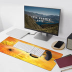 CANFLASHION Gaming Mouse Pad,Large Mouse Pads for Desk,Non-Slip Rubber Base Extended Mousepad,XXL Keyboard Mouse Mat,Computer Keyboard Desk Pad with Stitched Edges,35.4x15.8inch,Flower Sun Butterfly