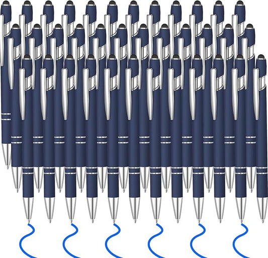 36 Pcs Blue Ink Ballpoint Pen with Stylus 2 in 1 Ballpoint Pen for Touch Screens School Office Coworkers (Blue)
