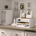 Ballucci Paper Organizer, 3-Tier Stackable Wood Desk Organizer, Document File Organizer and Mail Sorter with Adjustable Storage Shelves, White