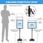 VAIIGO 6Pack Sign Stand for Display A4, Adjustable Poster Stand for Table Top & Floor, Floor Standing Sign Holder, Signage Stands for Business, Tradeshow, Store, Farm Display Stands