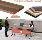 Conference Table Flip Top Mobile Conference Room Tables,Folding Conference Table with Wheels,Large Meeting Training Seminar Table Saving Space for Office Classroom(2B,55.1'')