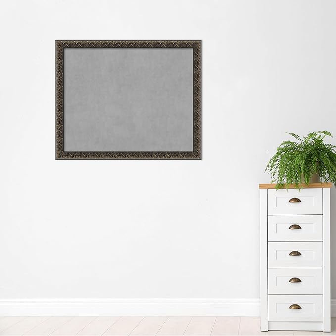 Amanti Art Black Framed Magnetic Board 37x45 X-Large Vision Board for use with Magnets, 100% Metal Sheet to Display Items as Office Decor or for Home Organization in mudroom, Kitchen or Kids Room