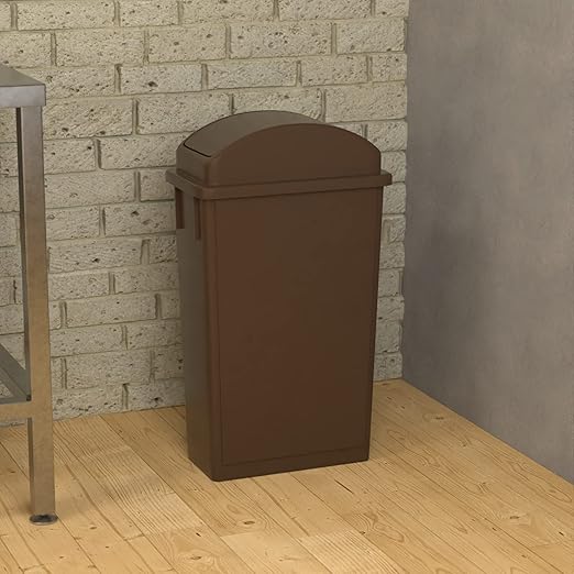 23 Gallon Brown Slim Jim Trash Can with Swing Top Lid