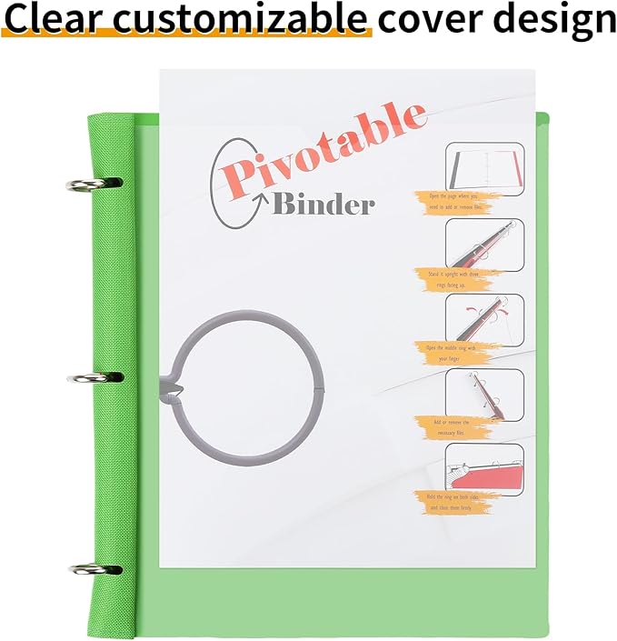 Tashkummy 360 Pivotable Project Organizer, 2 Pack 3 Ring Binder with Colored Tab Dividers with Pockets, Customizable Front Cover Multi Pocket Folder for Home, School, Office - Red