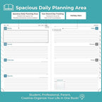 IN-LUXPRO Planner 2026 Daily Weekly and Monthly,11.5"x8.5",12 Months Spiral Bound Calendar Agenda with Self-adhesive Pen Holder,2026 Appointment Book with Vegan Leather Soft Cover,Light Blue