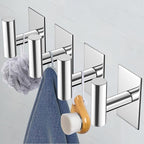 VAEHOLD Wall Towel Hooks, Heavy Duty Sticky Holder Waterproof Towel Hooks for Hanging Coat, Clothes, Closet Hook Wall Mount for Kitchen (Chrome, 4 Pack)