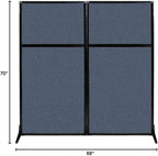 Versare Workstation Partition | Portable Wall Divider | Modern Office Cubicle | Free Standing Privacy Screen | Flexible Work Space | 66" x 70" Ocean Fabric Panels