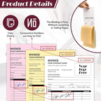 100 Sets Custom 5.7" X 8.5" Invoice Receipt Book, Personalized Duplicate Carbonless Form with Logo/Text, Paper 2-Part/3-Part in Bulk Purchase Orders, Sales Orders, Price Forms (2-Part)