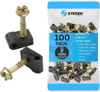 STEREN Coaxial Cable Clips - Cable Holder - Siding Clips for Hanging - Cord Holder for Desk - Cable Clamps - Cord Clip - Wire Organizer Clips - Tv Mount Screws (Black, 100 Count - Mini Screw)