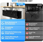 KIGJU Under Desk Cable Management Tray, 30-inch No-Drill Cord Organizer with Anti-Sag Reinforced Base, Fabric Wire Management Hider for Standing Desk, Office & Gaming Accessories - Black