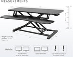 VIVO 42 inch Desk Converter, K Series, Height Adjustable Sit to Stand Riser, Dual Monitor and Laptop Workstation with Wide Keyboard Tray, Black Carbon Fiber Top, Black Frame, DESK-V042KR