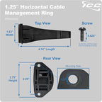 ICC 1.25” Plastic Cable Management Ring, Horizontal, Rack or Wall Mount, Pack of 1 – Cable Organizer for Structured Wiring and Equipment Racks