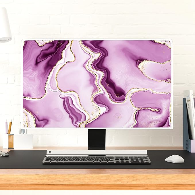 Baocicco Violet Gold Marble Waterproof Weatherproof and Dust-Proof TV Screen Cover 45, 46, 47, 48 Inch for Home Office Creative TV Covers for TVs Screen Anti-Static Dustproof Protective