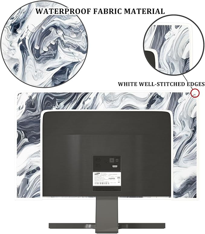 Baocicco Abstract Gray Marble Waterproof 75 Inch Television Cover Anti-Static Dustproof Protective Television Covers for TV Screen Abstract Modern TV Dust Cover for Home LED LCD OLED TVs