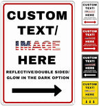 Custom Directional Arrow Sign Large, 30''x24'' Glow in the Dark/Reflective Option, Personalized Metal Address Plaque, Customize for Business Logo, Office, Home, Yard, Outdoor