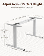 TOPSKY Dual Motor Electric Adjustable Standing for up to 70.8”x31.5” Table Tops, 225 lbs Weight Capacity, Computer Desk for Home and Office (White Frame only)
