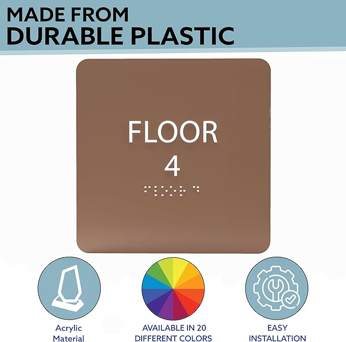 Forest ADA Floor 4 Sign with Braille – Made from Durable Acrylic and Ready to Mount