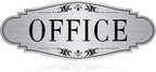 The Office Door Sign for Home and Business，Self-Adhesive Waterproof Brushed Silver Modern Office Sign Sticker for House，Business，Door, Window
