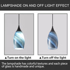 Fixture Replacement Globe Shade,Lampshade for E26 Base 1-5/8 Inch Fitter, Color Art Glass Oval Lampshade Cover for Pendant Kitchen Wall Sconce Chandelier Vanity Light (1, Blue and Black)