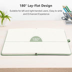RETTACY Bullet Dotted Journal Notebook, 256 Pages, A5 Medium Size (5.7'' × 8.3''), Leather Hardcover, 120 GSM Thick Paper, for Bullet Journaling, Planning, Tracking (Light Green)