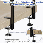 ART-GIFTREE Clamp On Desk Shelf 2-Tier, 16.5 in Wood Shelving Unit for Office Desk/Gaming Accessories, Tabletop Book Storage Rack, Shelf for Top of Desk, Black