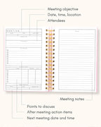 Lamare Meeting Notebook for Work Organization – Perfect Work Notebook for Note Taking, Meeting Planner and Office Supplies for Men & Women