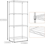 M MZG 4 Tiers Shelf Metal Storage Shelves Wire Rack Closet Organizers with Wheel for Garage Kitchen Bathroom Laundry Chrome 11.8" D x 17.7" W x 41.9" H