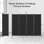 Kecreque Room Divider 4 Panel Partition Room Dividers & Folding Privacy Screens w/ 3 Metal Feet 6FT Portable Wall Doubles as a Dressing Screen Portable Wall for Office Kitchen Children's Room,Black