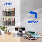 LQPAFZ Magnetic File Holder 2 Pockets File Folder Organizer, Office Hanging Magazine Rack for Refrigerator, White Board, No Drilling Paper Document Holder Mail Organizer for File Cabinets