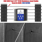 CKE 100 Pack T316 Stainless Steel Black Protector Sleeves for 1/8" 5/32" or 3/16" Cable Deck Stair Railing Kit System, Black Cable Railing Protective Sleeves for Wood Posts, DIY Balustrade, CR01-3/16
