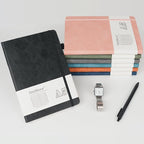 OnMove Notebooks Journal for Women Men 12 Pack Bulk Leather Hardcover with Pen Holder A5 160 Pages 100 GSM Thick Paper for Work School Lined Navy Blue
