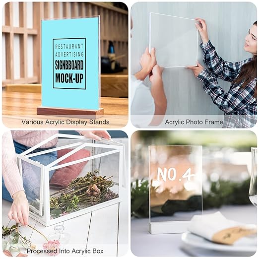Roowest 1 Pcs 24 x 36 Inch, 1/2 Inch Thick Clear Acrylic Sheets Transparent Plastic Panels Sheets Cut to Size Cast Acrylic Board Panel with Protective Film for Craft DIY Project Sign Frame