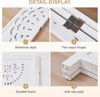 66.9Inch Wooden Room Partition - 3 Panels Boho-Styled Space Room Divider for Home/Office, Headboard & Yoga/Photo/Video Call Backdrop (White)