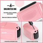 Nezyo 2 Pack Identity Protection Roller Stamp Identity Theft, Confidential, Privacy Roller Stamp Information Blocker and 4 Pack Refill Ink for ID Account Data Address Security (Pink)