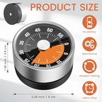 6 Pcs 60 Minute Visual Kitchen Timer Small Classroom Timers with Loud Alarm Stainless Steel Mechanical Timers for Classroom Desk Teaching Chef Countdown Egg Baking Office Cooking(Black)