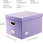 PRANDOM File Organizer Box - Set of 1 Collapsible Decorative Linen Filing Storage Hanging File Folders with Lids Office Cabinet Letter/Legal Purple (17x14x11.2 inch)