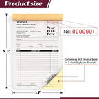 100 Sets Custom 5.7" X 8.5" Invoice Receipt Book, Personalized Duplicate Carbonless Form with Logo/Text, Paper 2-Part/3-Part in Bulk Purchase Orders, Sales Orders, Price Forms (2-Part)