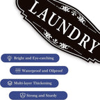 Laundry Room Door Sign for Business and Home，Self-adhesive Waterproof Cute Laundry Room Door Sticker Decals for House, Apartment, Hotel Laundromat Decor（Black）