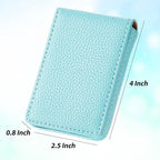 Outus 2 Pieces Business Card Holder, PU Leather Business Card Case Pocket Wallet with Magnetic Shut for Valentines Gift Men Women(Pink and Green,Classic)