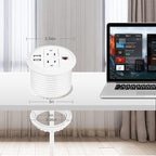 Power Grommet 3 Inch for Desktop, Recessed Desk Outlet with 2USB, 2 AC, 1 Network RJ45 Port & 10Ft Cord, Flush Mount Power Strip Table Power Hub for Countertop, Office, Furniture(White)