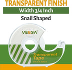 Transparent Tape with Dispenser, 3/4 x 1000 Inches, 12 Rolls Clear Tapes for Craft Jobs, Home & School Supplies