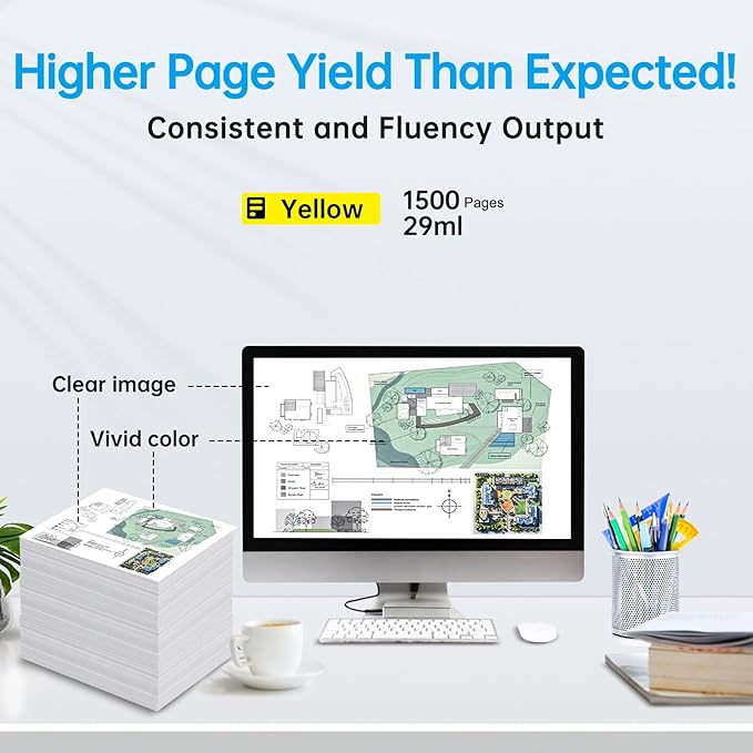 2PKS 712 Yellow Ink Cartridge (3ED69A, 29-ML) Used for HP DesignJet T650, T630, T250, T230, T210 & Studio Plotter Printers