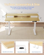 YIHAYO Electric Standing Desk with Drawers, 55 x 24 Inches Adjustable Desk with Storage Shelf, Stand Up Desk with Splice Board, Computer Table for Home Office, White Frame/Natural Top