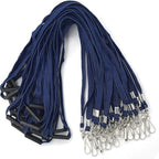 Bird Fiy Lanyards Safety Black Lanyards Neck Flat Premium Breakaway Badge Lanyard with J-Hook for ID Nametag Badge Holder (Navy Blue, 50 PCS)