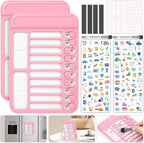 Audab 2Pcs Dry Erase Chore Chart for Kids, Magnetic Checklist Board, My Chores Slider Chart to Do List Board, Routine Reward Chart Schedule Board Task Tracker for Home Refrigerator, Wall, Desk (Pink)