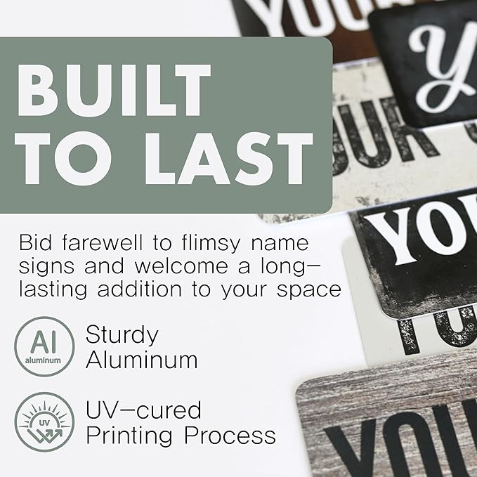 The Sign Shoppe Rustic Custom Metal Sign - Custom Sign for Indoor or Outdoor Use (Rustic Tan Double Border, 15 inches x 4 inches)
